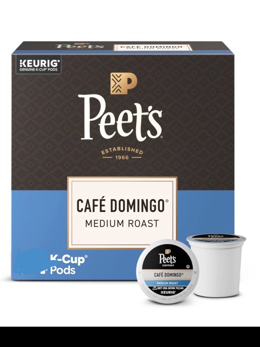 Peet’s Coffee Medium roast Cafe Domingo K cup coffee pods 60 count
